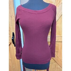 Women's Medium Just Fab Tie Bow Sleeves Burgundy GUC